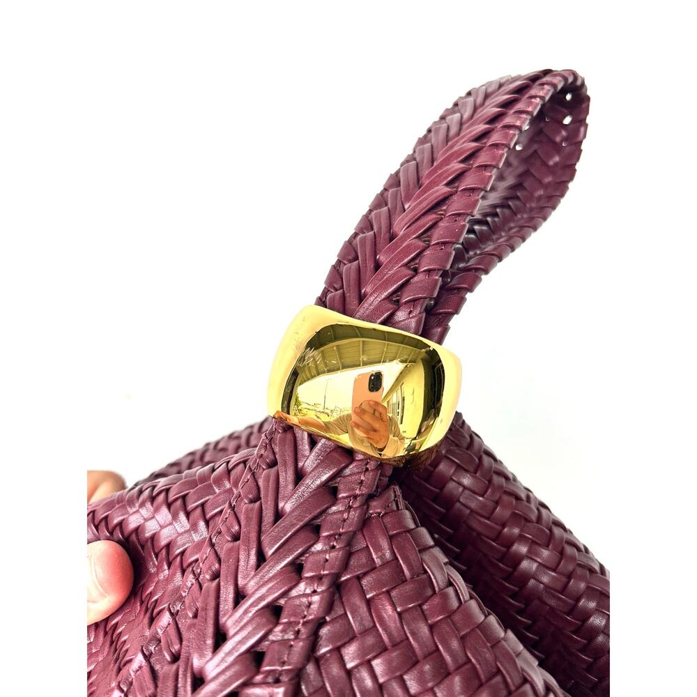 AMANU Zambia Oxblood Woven Leather Purse Handbag Burgundy Clutch Small - Picture 7 of 14